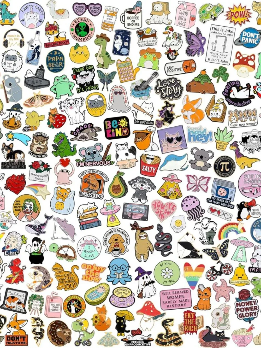 20/40/50/80 PCS Cute Enamel Backpack Pins, Funny Enamel Pins Bulk Set Cool Butto